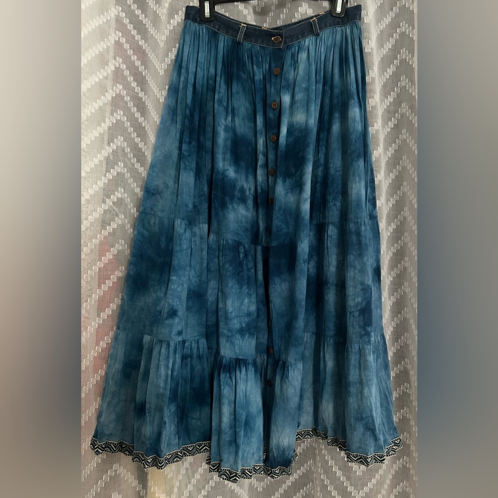 St. John's Bay Tie-Dye Blue Maxi Skirt